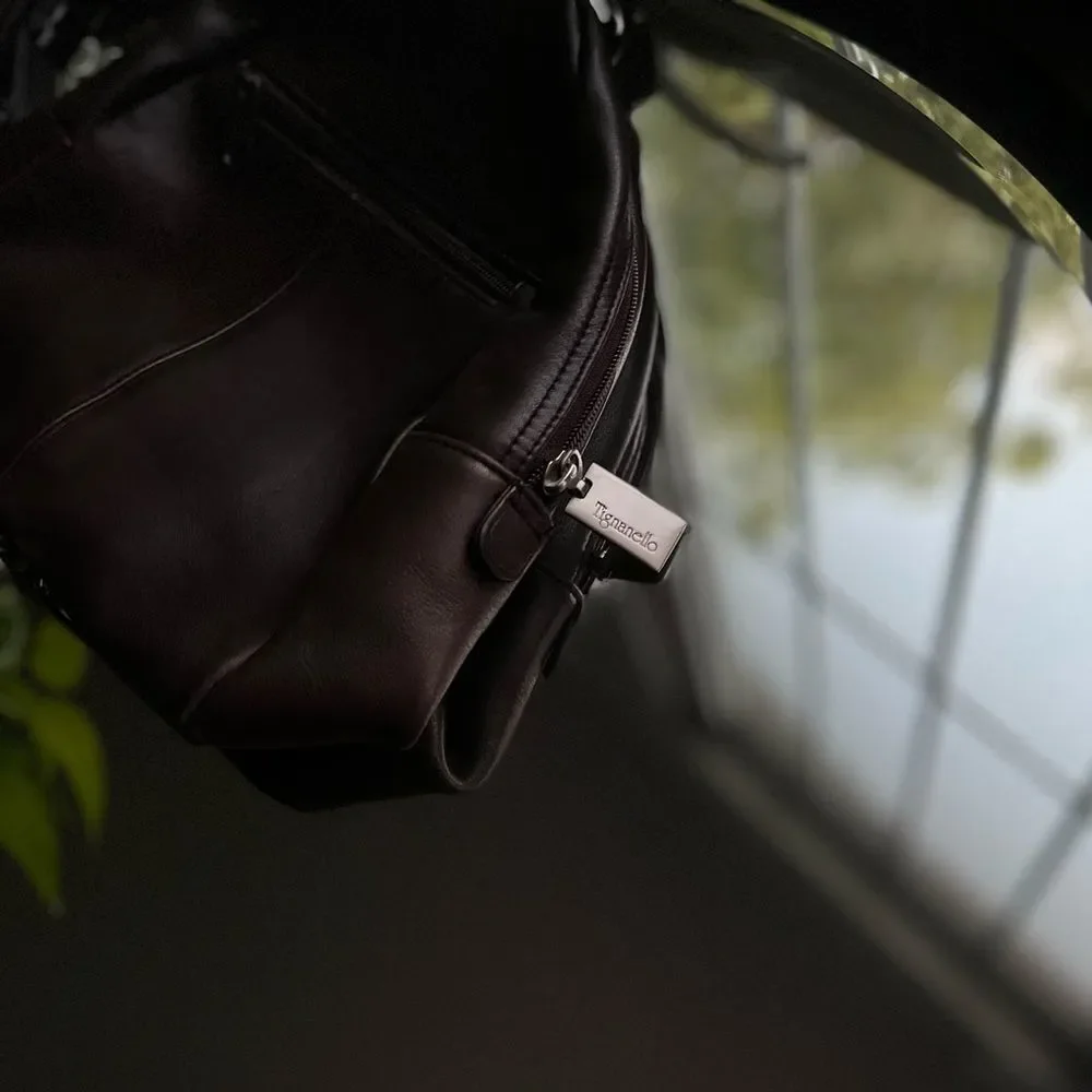 Tignanello Backpack Maroon Black Purse Bag Leather Pockets Red Small Adj…​ - Picture 8 of 11